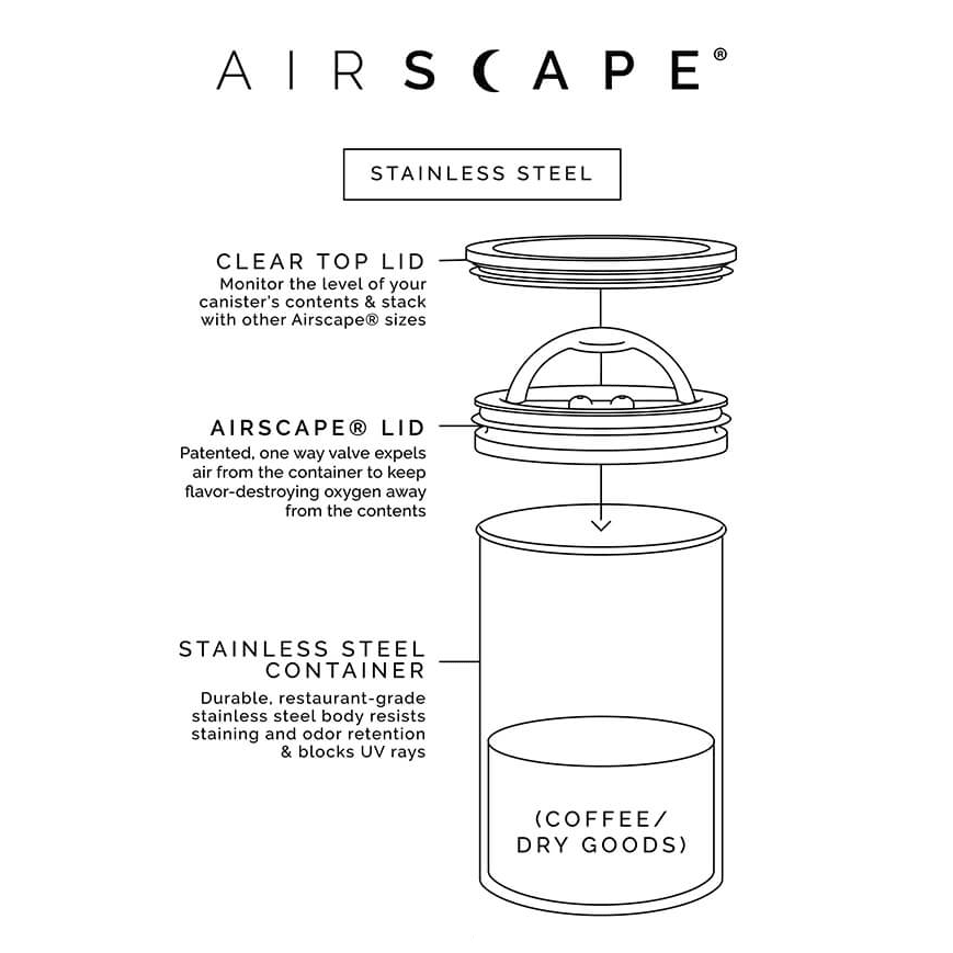 Airscape Coffee Canister 500g – Premium Storage for Fresh Coffee - Barista Delight