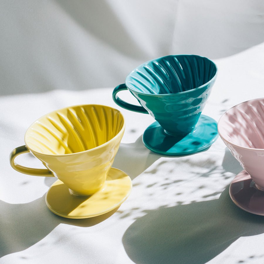 Hario Colour Edition V60 - 02 Ceramic Dripper (with 40 Filters) - Barista Delight