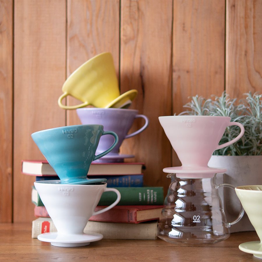 Hario Colour Edition V60 - 02 Ceramic Dripper (with 40 Filters) - Barista Delight