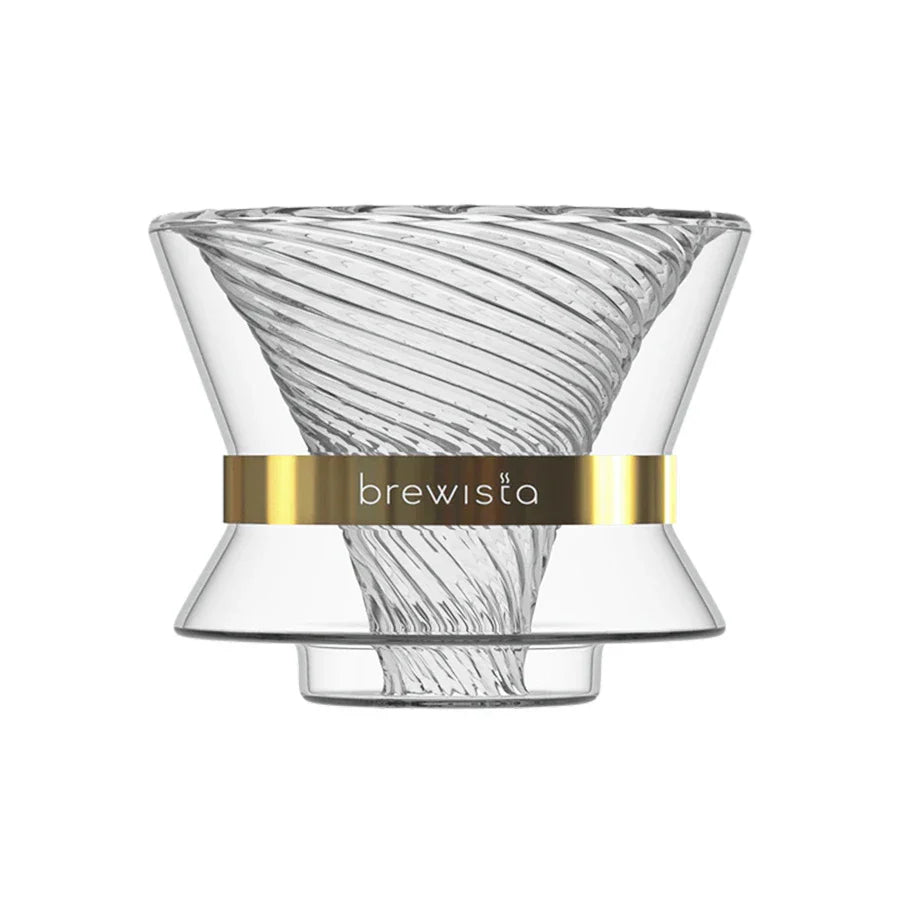 Brewista Tornado Duo Double-Wall Glass Dripper – 18-Rib-Spirale für Pour-Over