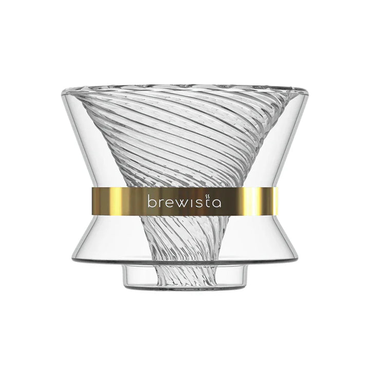 Brewista Tornado Duo Double-Wall Glass Dripper – 18-Rib-Spirale für Pour-Over