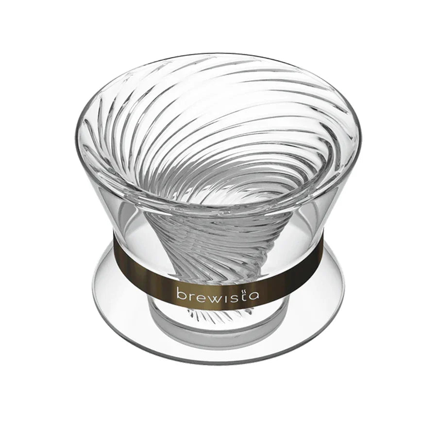 Brewista Tornado Duo Double-Wall Glass Dripper – 18-Rib-Spirale für Pour-Over
