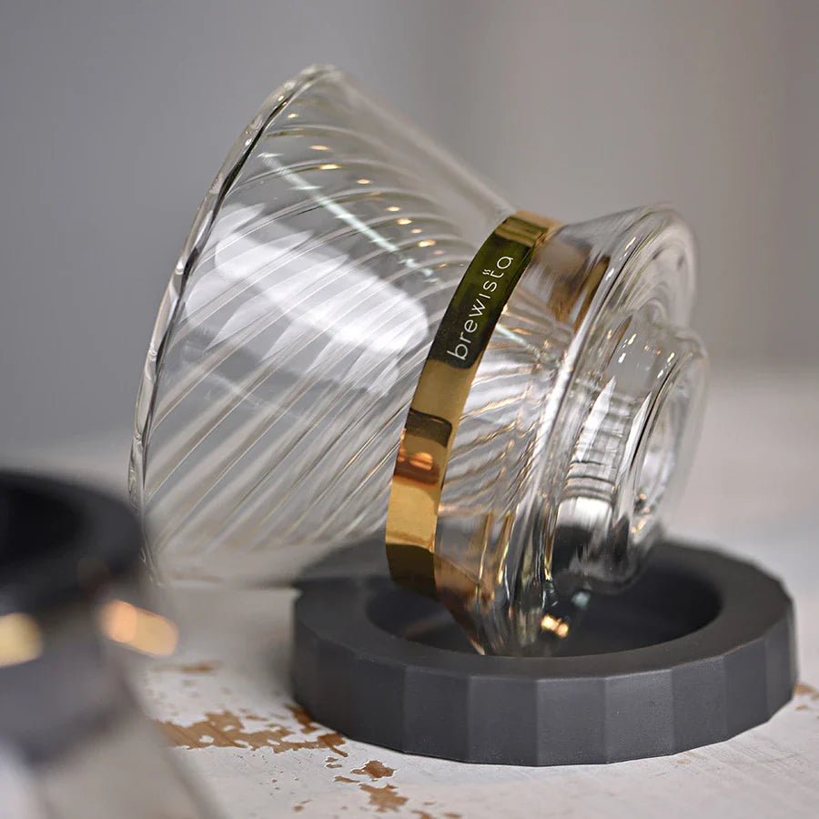 Brewista Tornado Duo Double-Wall Glass Dripper – 18-Rib-Spirale für Pour-Over