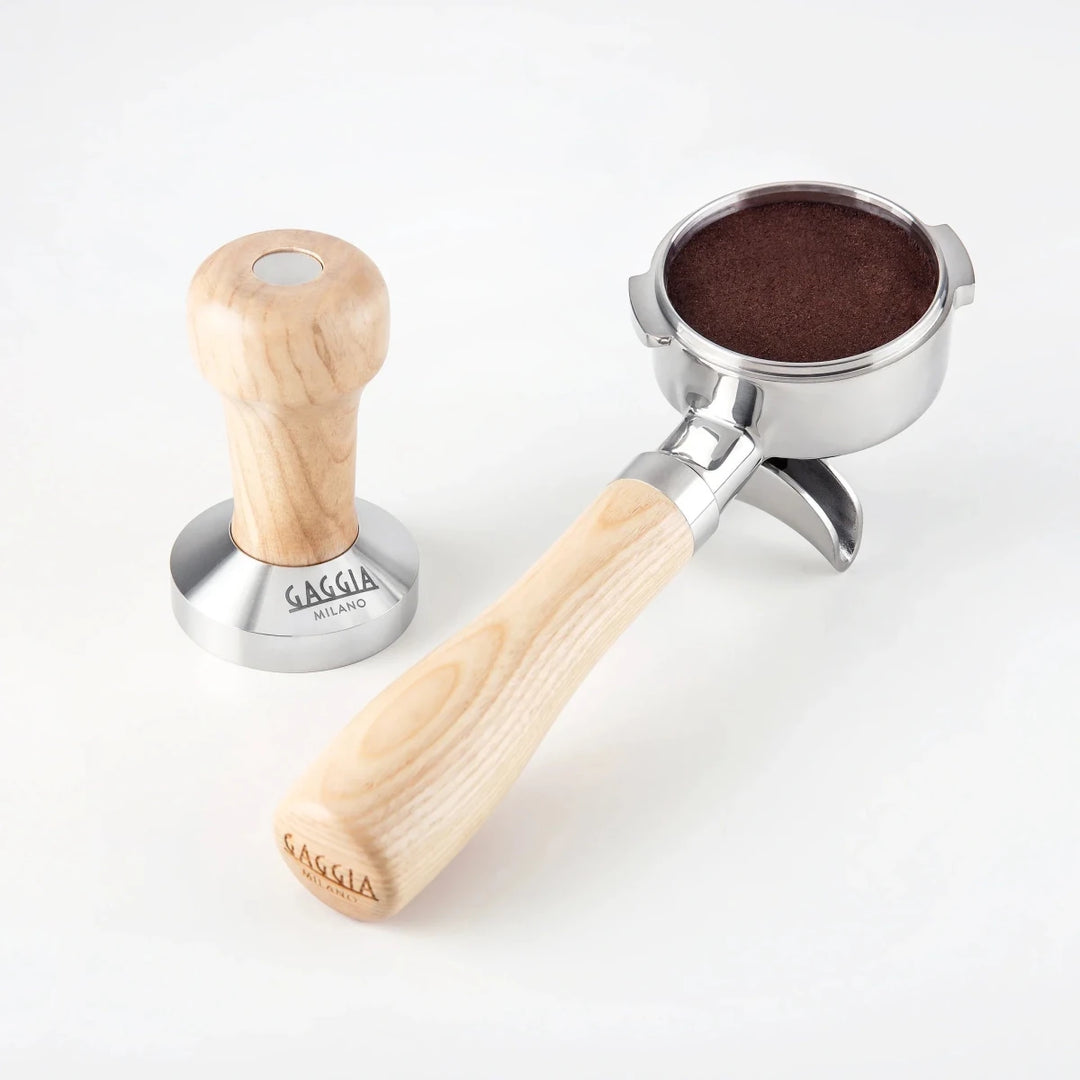 Gaggia Milano Holzsiebträger – Doppelauslauf mit Eschenholz-Griff (58 mm, ohne Sieb)