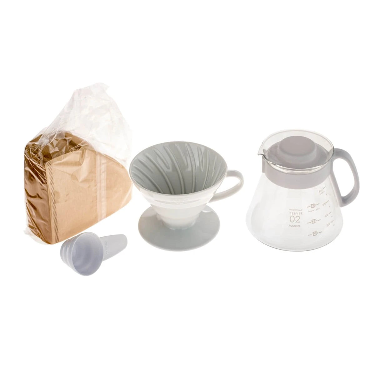 Hario V60 Keramik-Dripper-Set 02 Weiß – alle Teile einzeln