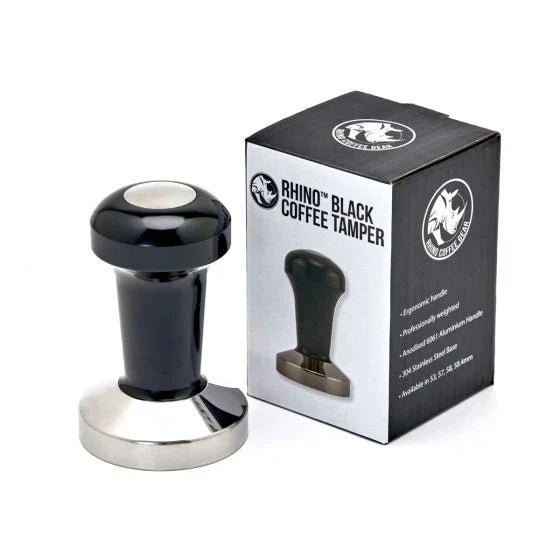 Rhino Coffee Gear Pro Black Tamper – 58 mm / 58,4 mm Edelstahl - Base - Barista Delight