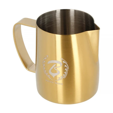 Barista Space Milchkanne 350 ml in Sandy Golden (mattgold, sandgestrahlte Optik), Seitenansicht
